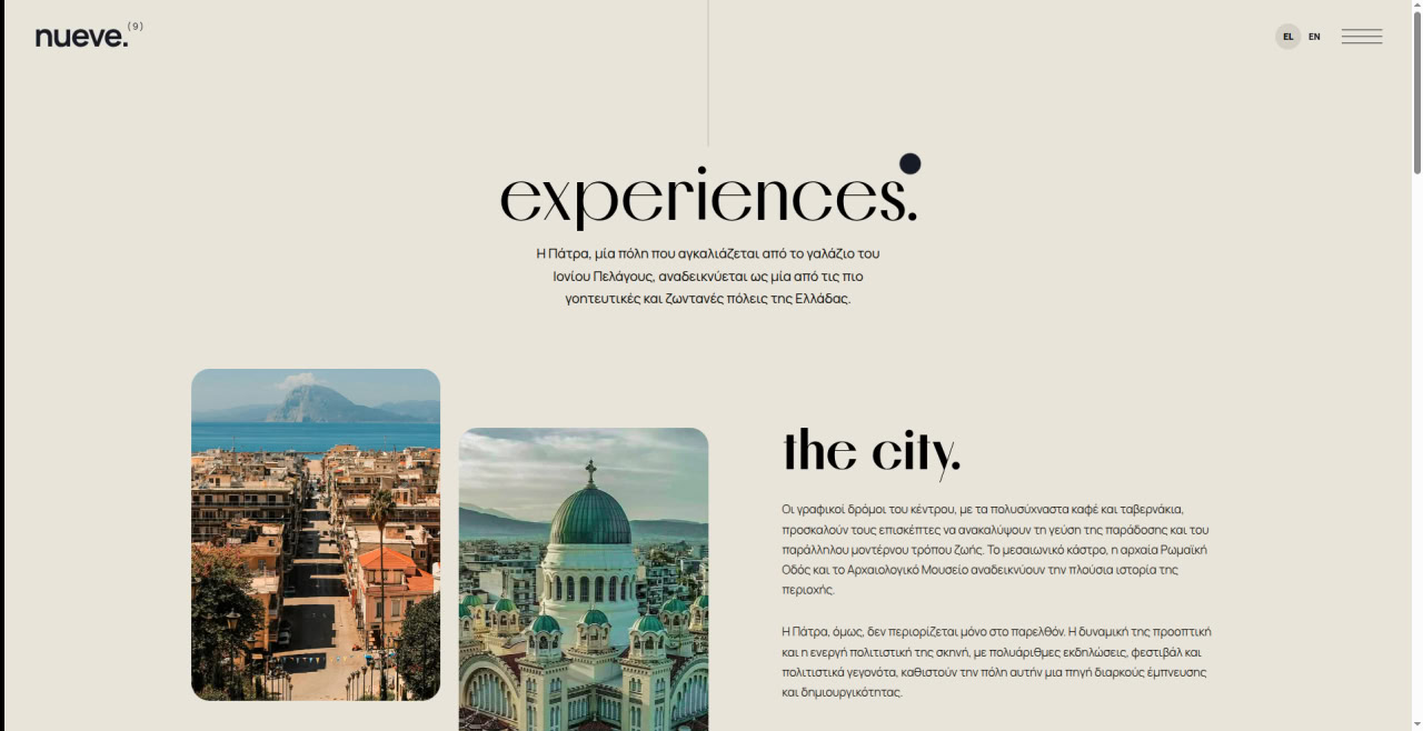 Screenshot of the Nueve Residences apartment booking site on Nuxt