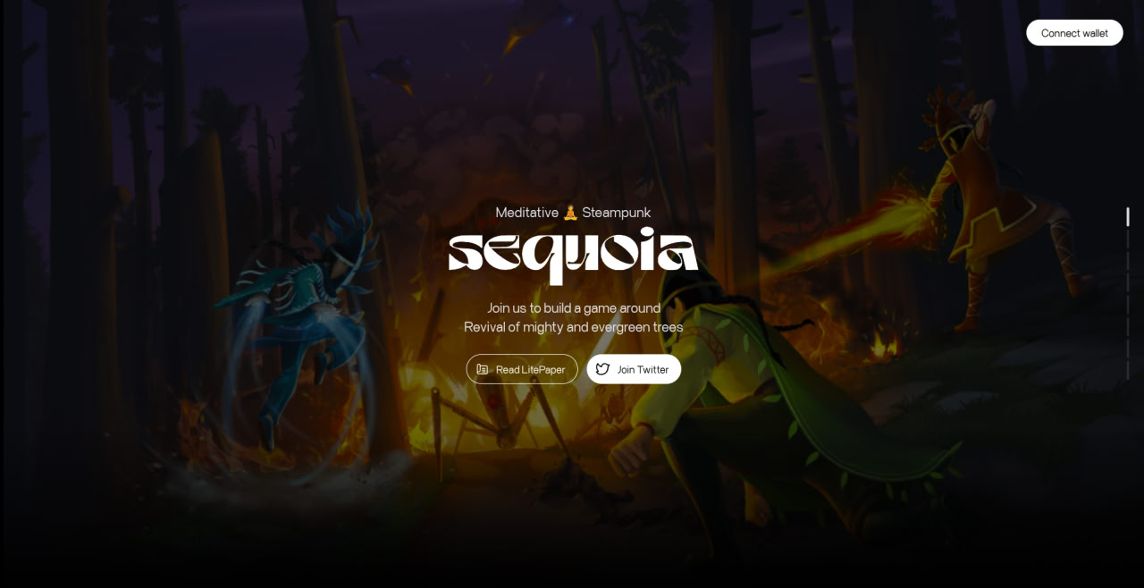 Screenshot of the Sequoia NFT game landing page on Next.js