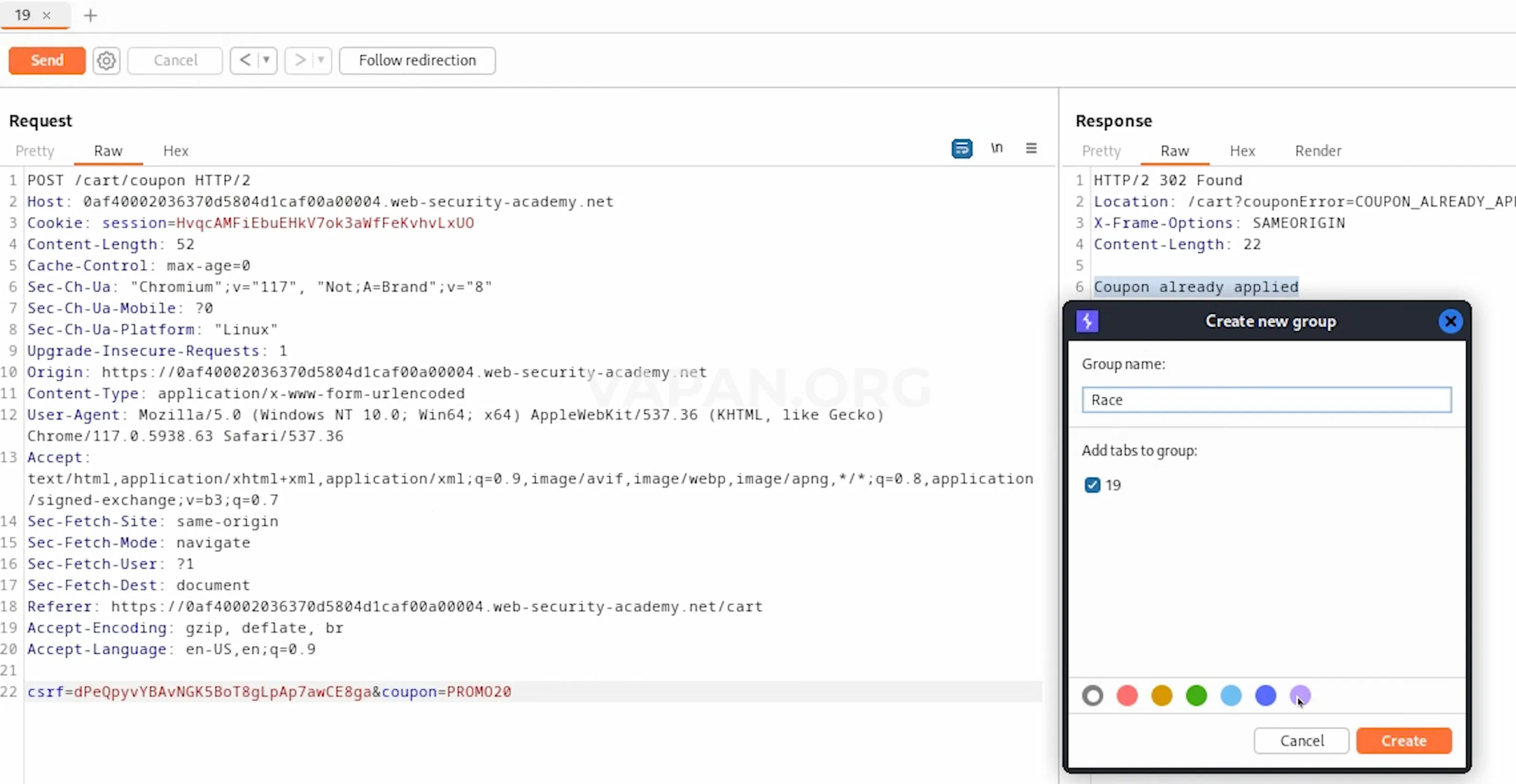 Підготовка запитів у Burp Suite 17 однакових запитів у Burp Repeater